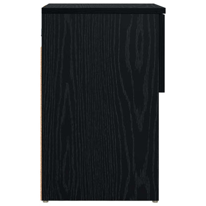 Bed kast Zwart eiken 29 x 31,5 x 49 cm Bewerkt hout