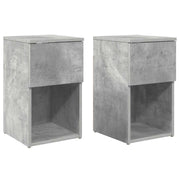 Nachtkastje 2 stuks 29x31,5x49 cm betongrijs bewerkt hout