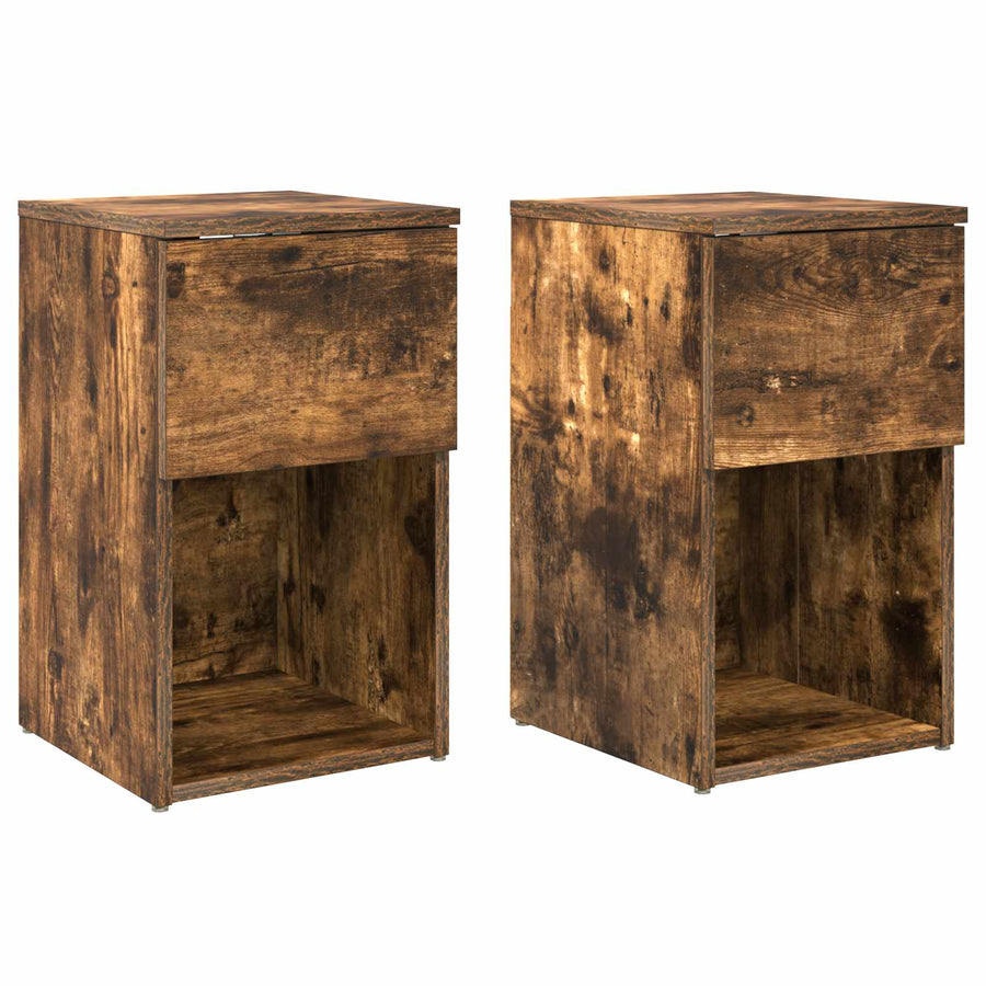Bed kast 2 pcs Gerookt eiken 29 x 31,5 x 49 cm Bewerkt hout