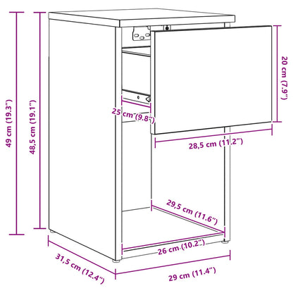 Bed kast Oud hout 29 x 31,5 x 49 cm Bewerkt hout