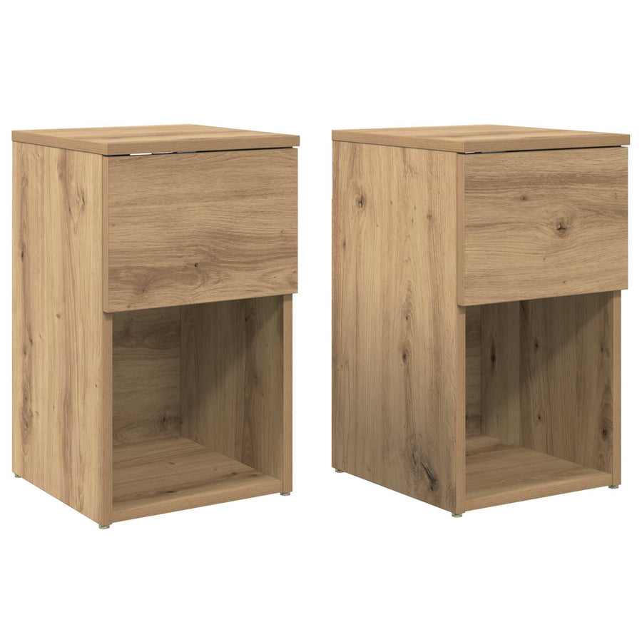 Bed kast 2 pcs Artisanaal eiken 29 x 31,5 x 49 cm Bewerkt hout