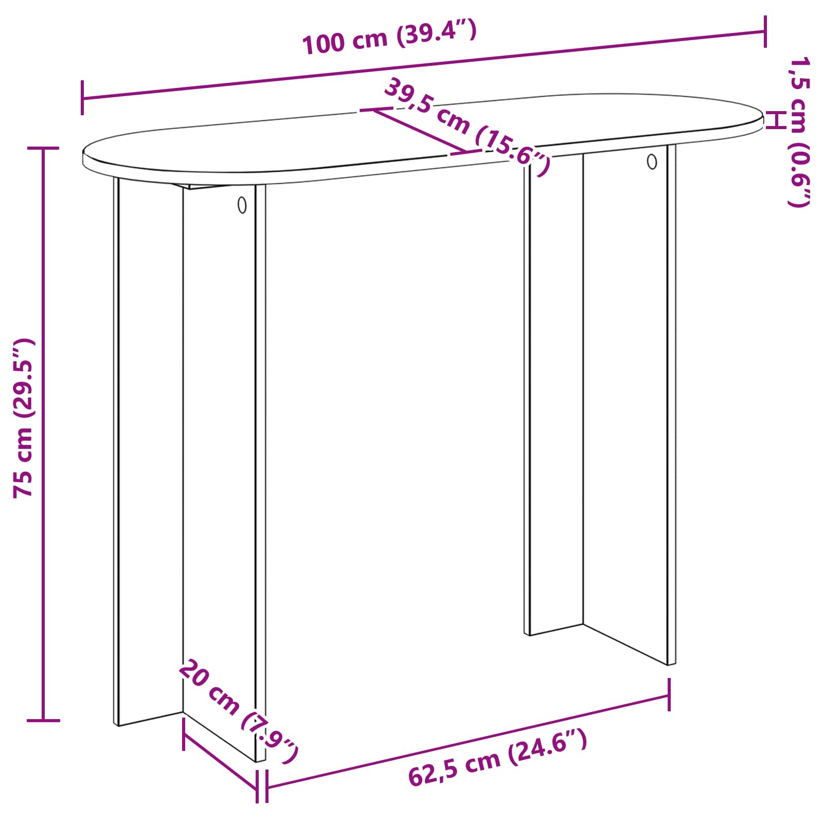 Wandtafel met opslag Betongrijs 100 x 39,5 x 75 cm Bewerkt hout