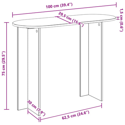 Wandtafel met opslag Betongrijs 100 x 39,5 x 75 cm Bewerkt hout