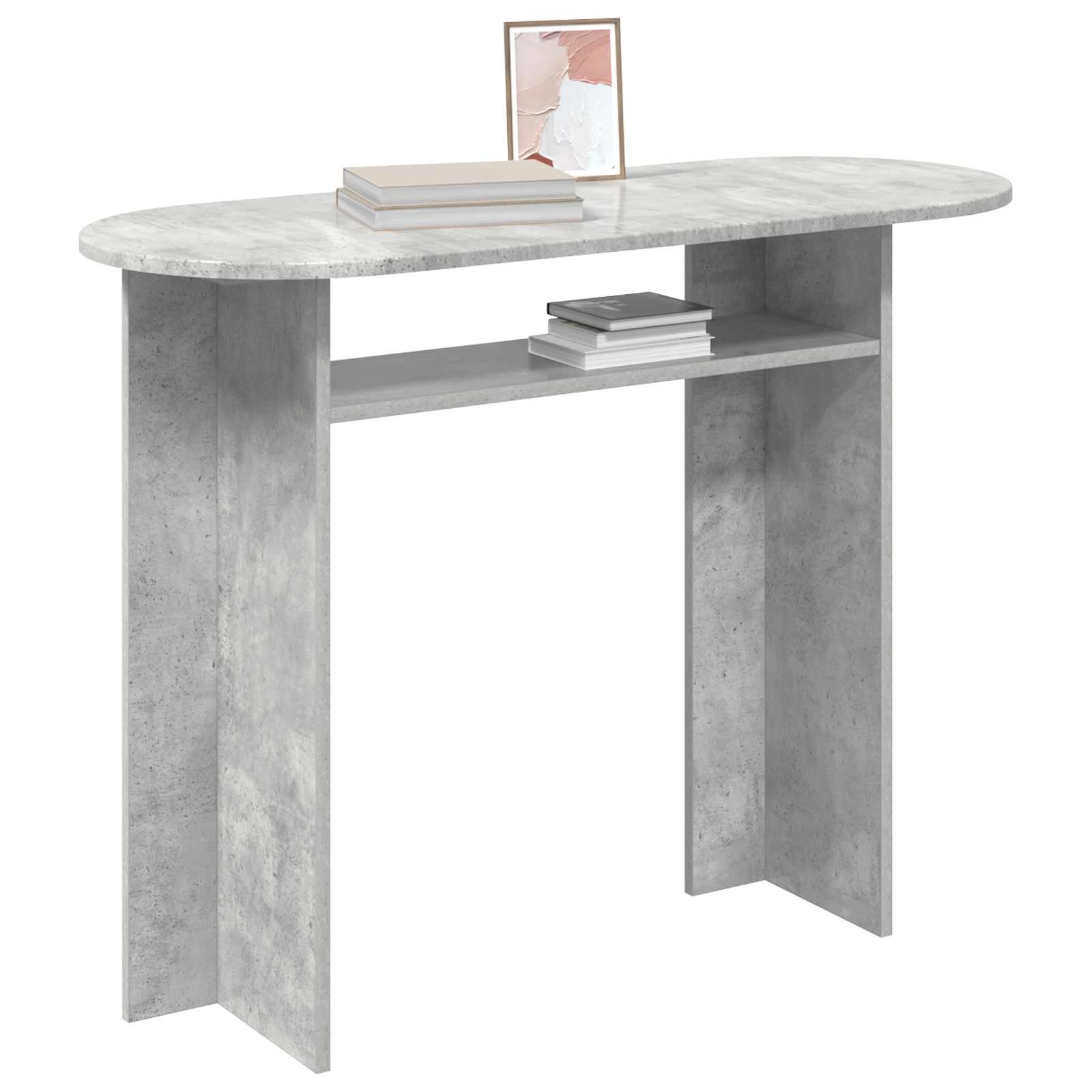 Wandtafel met opslag Betongrijs 100 x 39,5 x 75 cm Bewerkt hout