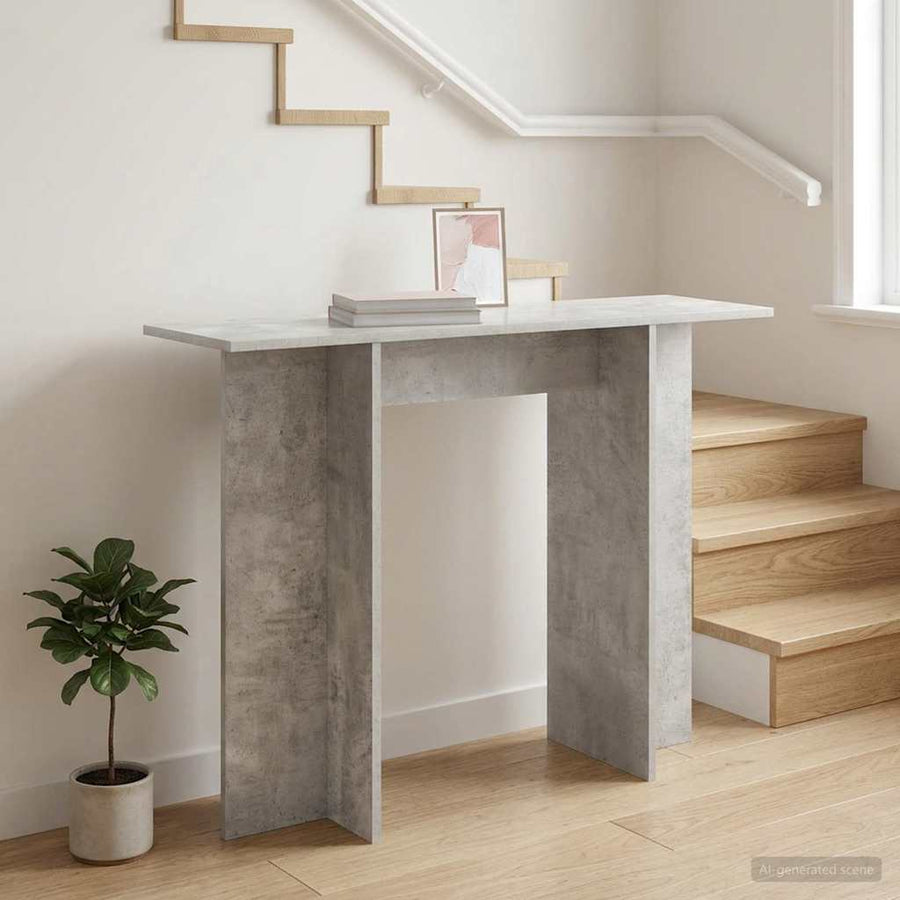 Wandtafel Betongrijs 100 x 30 x 75 cm Bewerkt hout