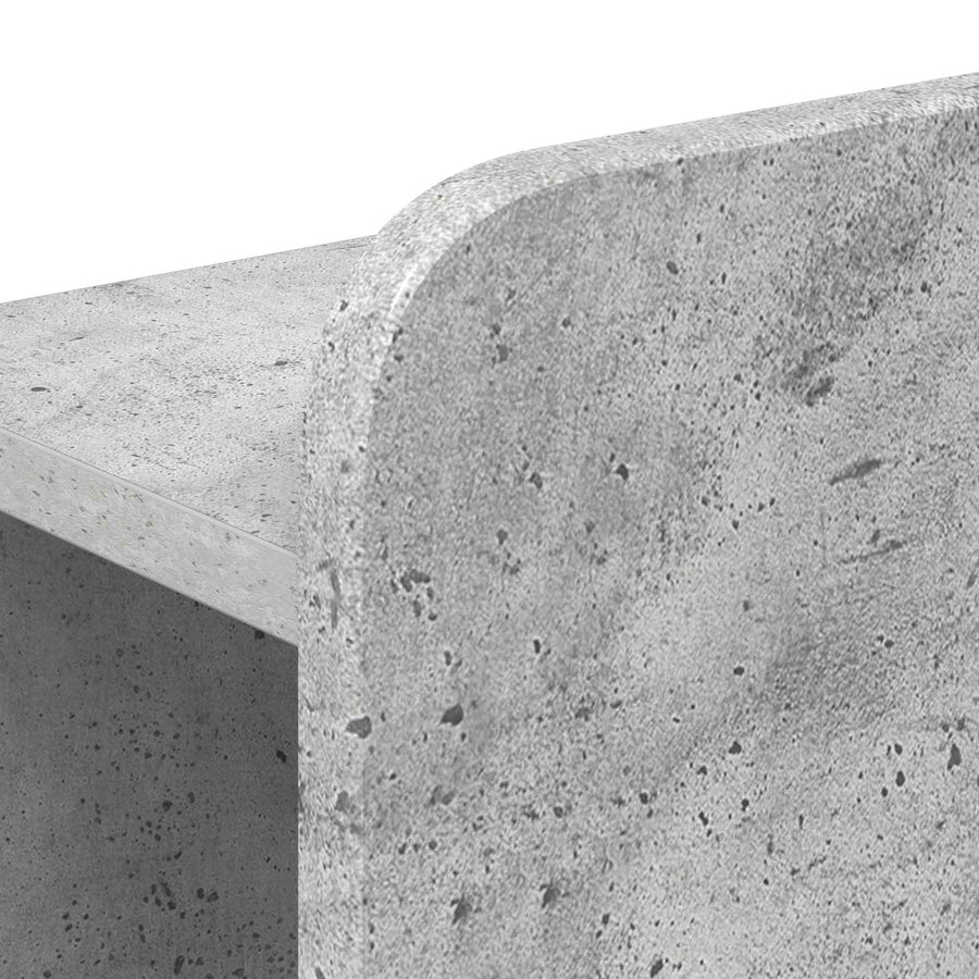 Hoofdeinde kas met opslag Betongrijs Bewerkt hout