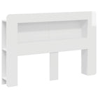 Headboard Cabinet with Storage High Gloss White Engineered Wood