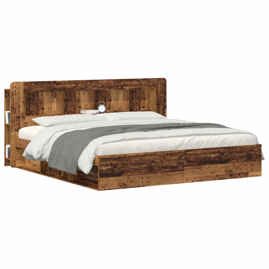 Hoofdbordkast met opslag Oud hout Geconstrueerd hout