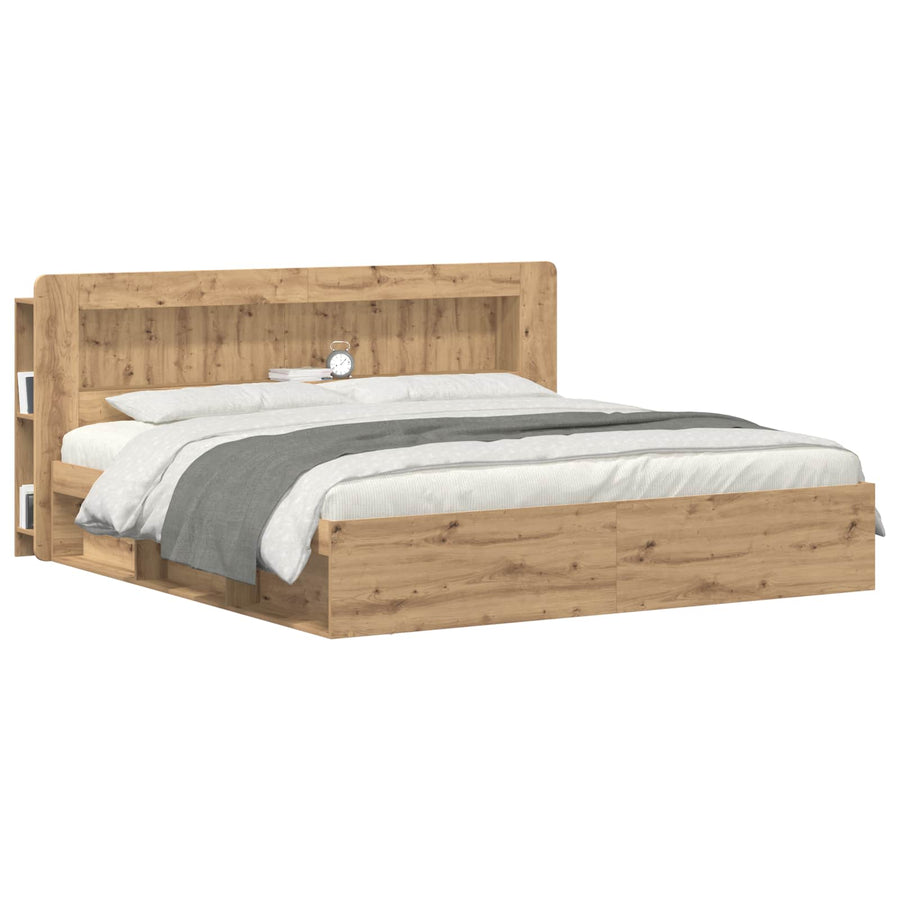 Hoofdbordkast met opslag Artisanaal eiken Geconstrueerd hout
