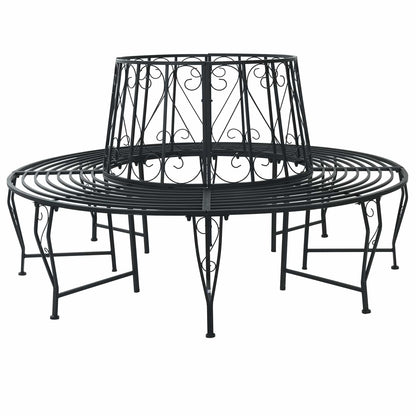 Boom bank Ø 160 x 89 cm Staal Zwart Rond