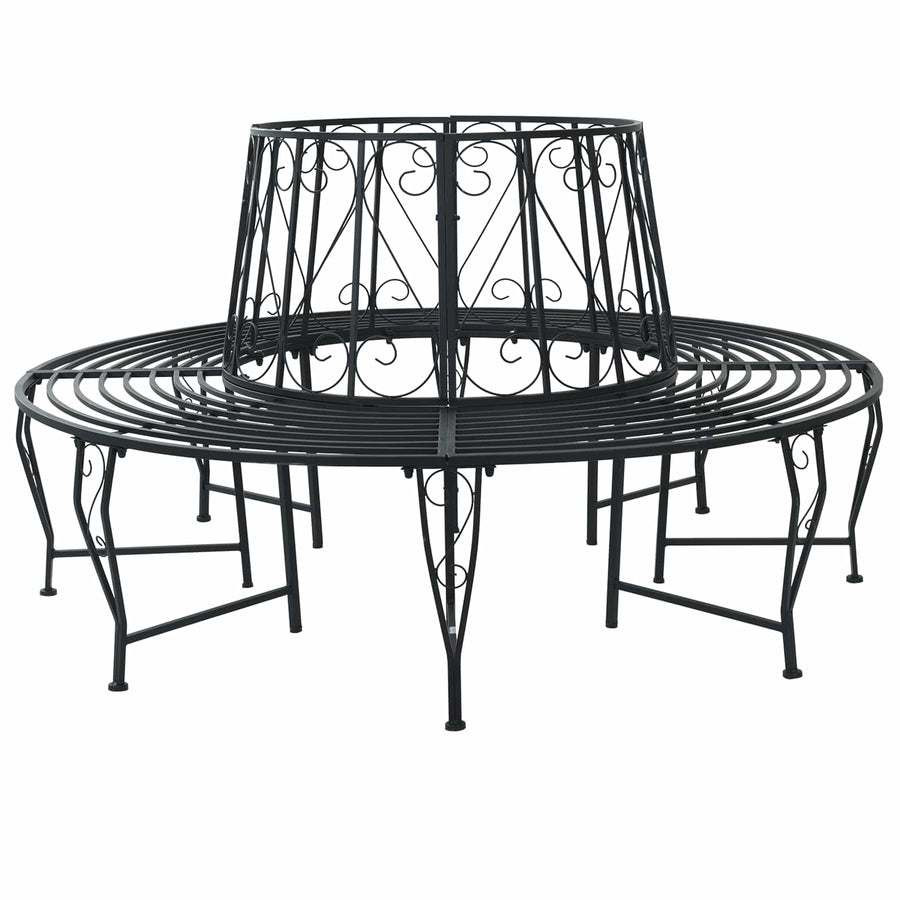 Boom bank Ø 160 x 89 cm Staal Zwart Rond