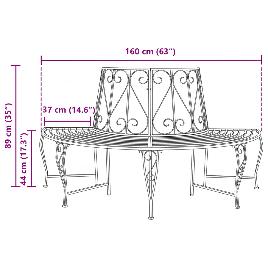 Boom bank 4-Aantal zitplaatsen 160 x 80 x 89 cm Staal