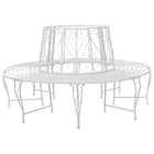 Boom bank rond staal antiek wit Ø 160 x 89 cm