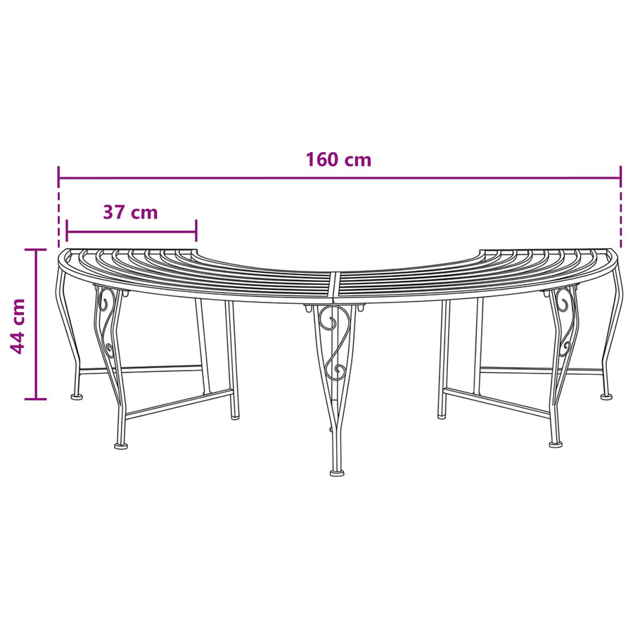 Boom bank 4-Aantal zitplaatsen 160 x 80 x 44 cm Staal