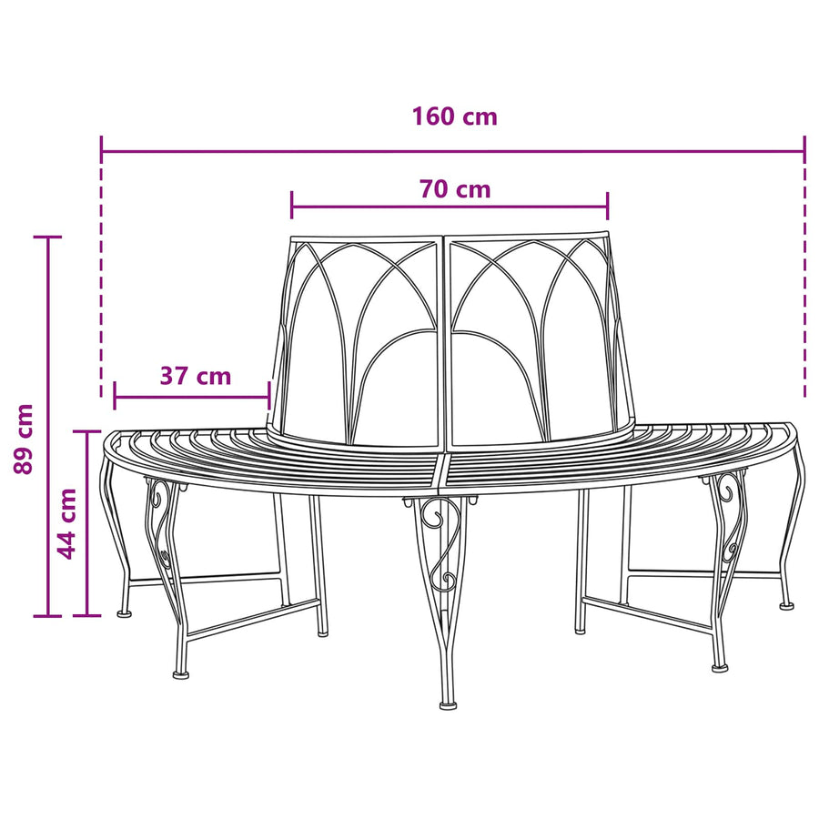 Boom bank 4-Aantal zitplaatsen 160 x 80 x 89 cm Staal