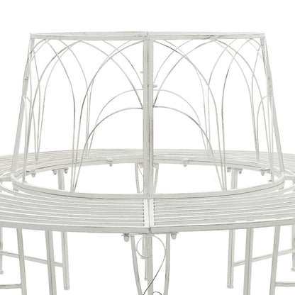 Boom bank 8-Aantal zitplaatsen Ø 160 x 89 cm Staal Antiek wit
