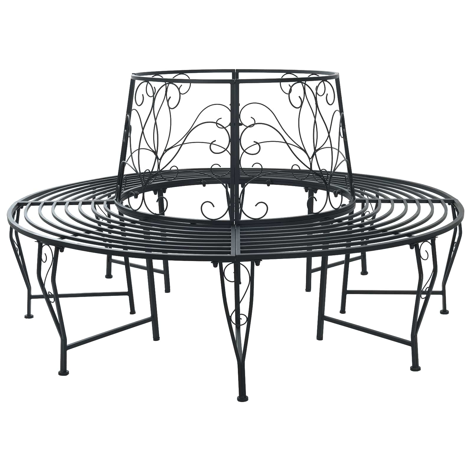 Boom bank 8-Aantal zitplaatsen Ø 160 x 89 cm Staal Zwart Rond