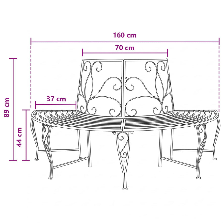 Boom bank 4-Aantal zitplaatsen 160 x 80 x 89 cm Staal