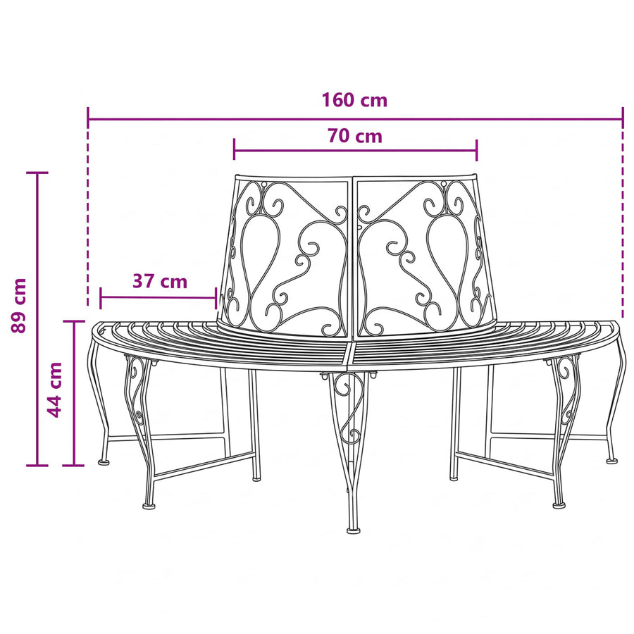 Boom bank 4-Aantal zitplaatsen 160 x 80 x 89 cm Staal