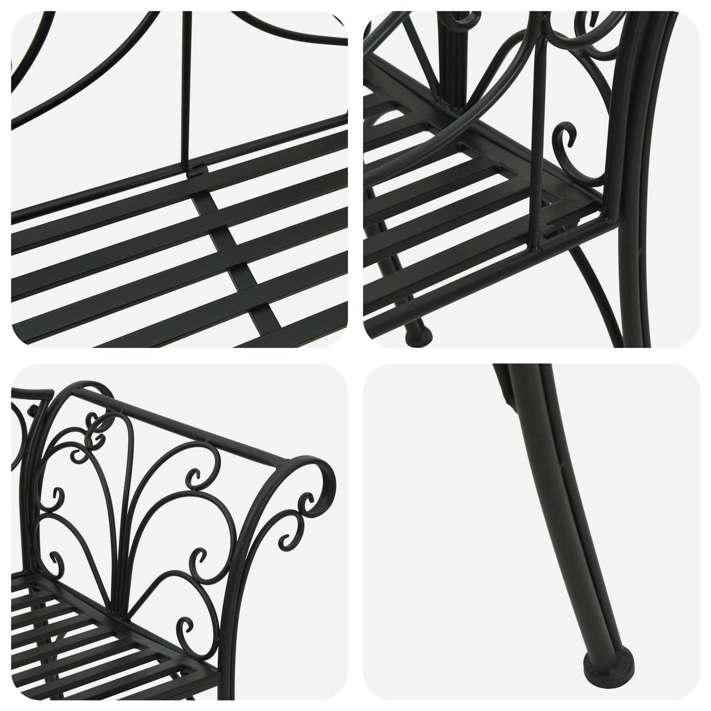 Tuinbank 2-Aantal zitplaatsen 130 x 47 x 90 cm Staal Zwart