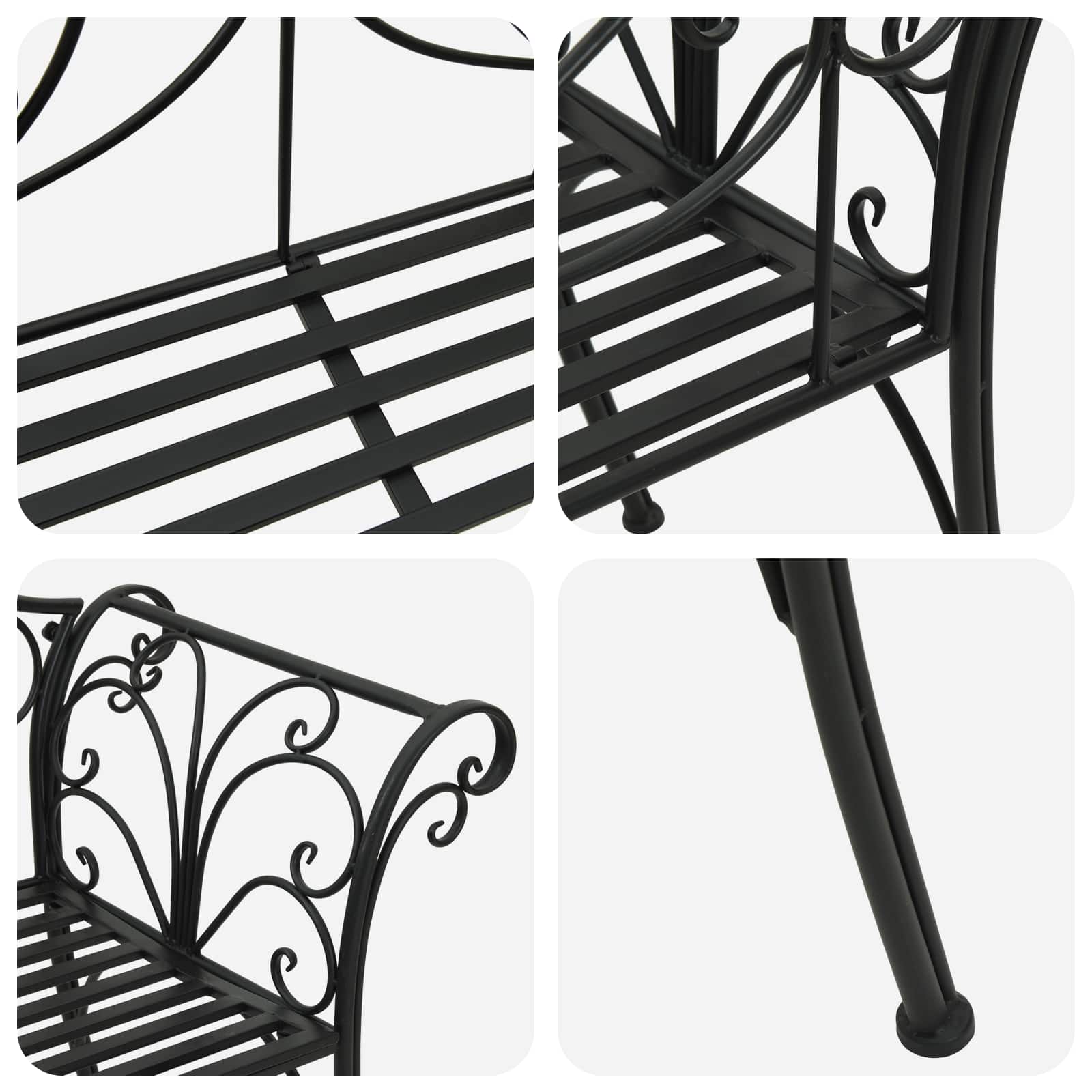 Tuinbank 2-Aantal zitplaatsen 130 x 47 x 90 cm Staal Zwart
