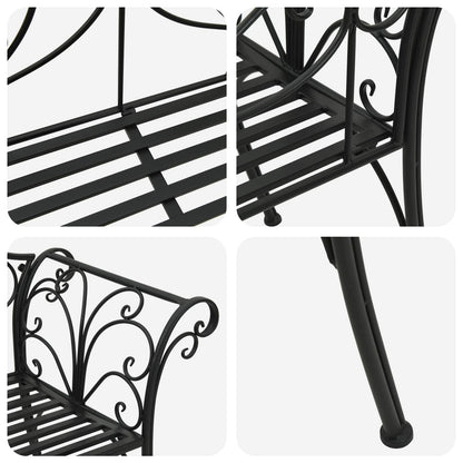 Tuinbank 2-Aantal zitplaatsen 130 x 47 x 90 cm Staal Zwart