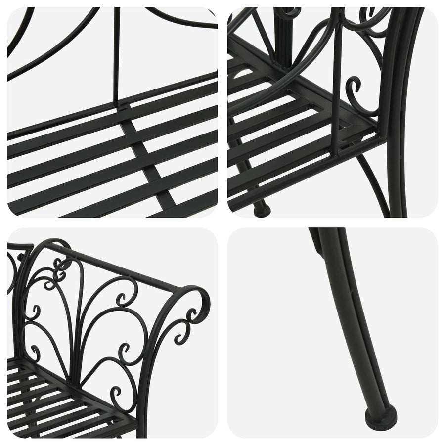 Tuinbank 2-Aantal zitplaatsen 130 x 47 x 90 cm Staal Zwart
