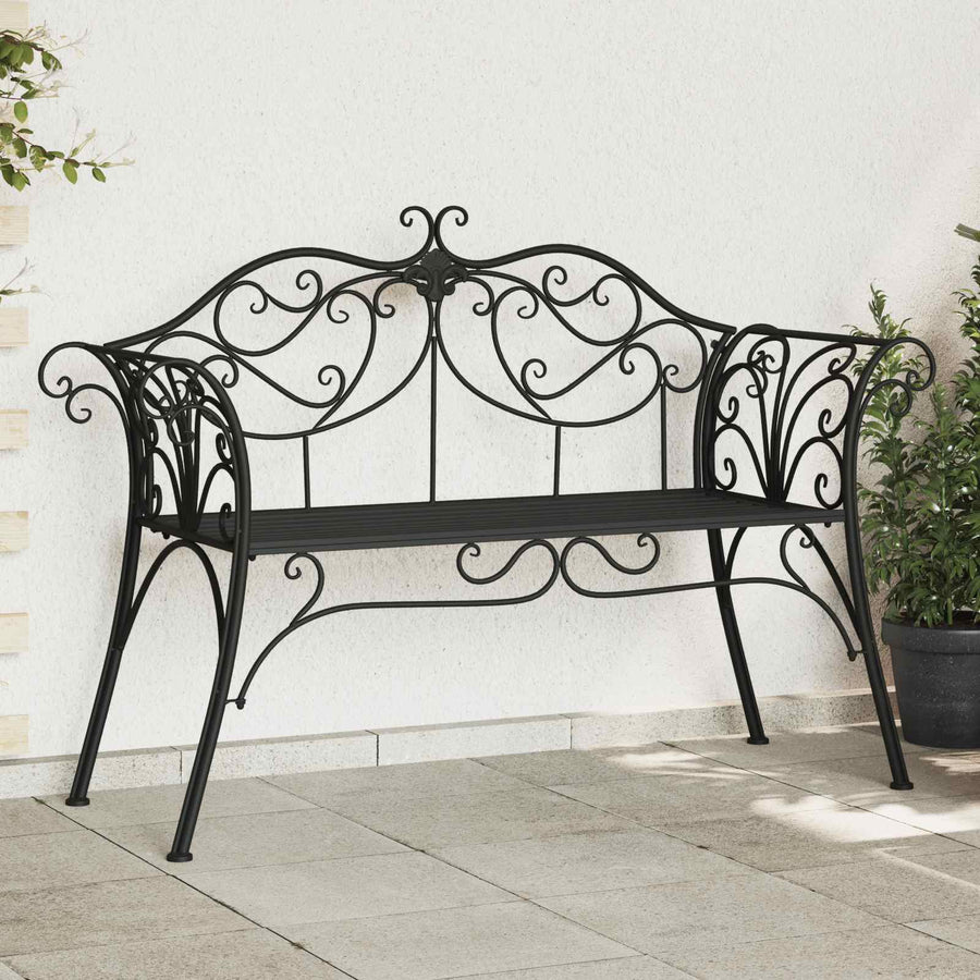 Tuinbank 2-Aantal zitplaatsen 130 x 47 x 90 cm Staal Zwart