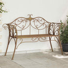 Tuinbank staal 130x47x90 cm antiek bruin