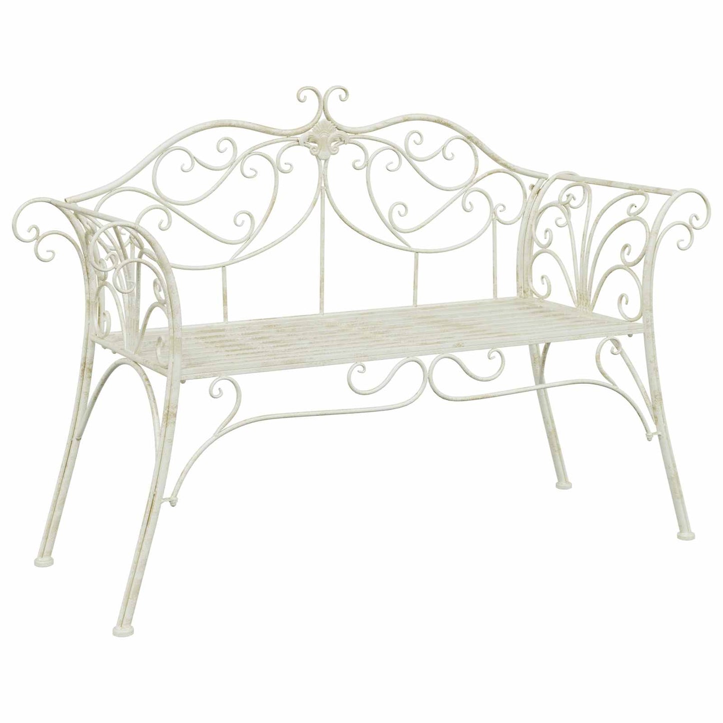 Tuinbank 2-Aantal zitplaatsen 130 x 47 x 90 cm Staal Antiek wit