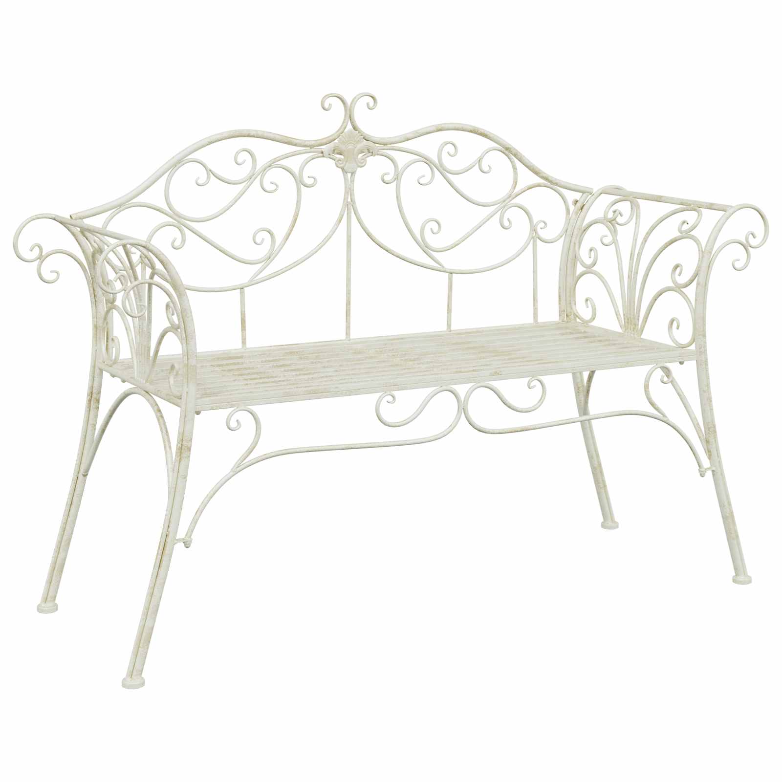 Tuinbank 2-Aantal zitplaatsen 130 x 47 x 90 cm Staal Antiek wit