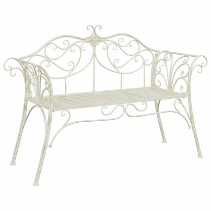 Tuinbank 2-Aantal zitplaatsen 130 x 47 x 90 cm Staal Antiek wit