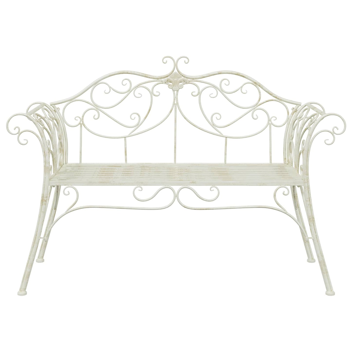 Tuinbank 2-Aantal zitplaatsen 130 x 47 x 90 cm Staal Antiek wit