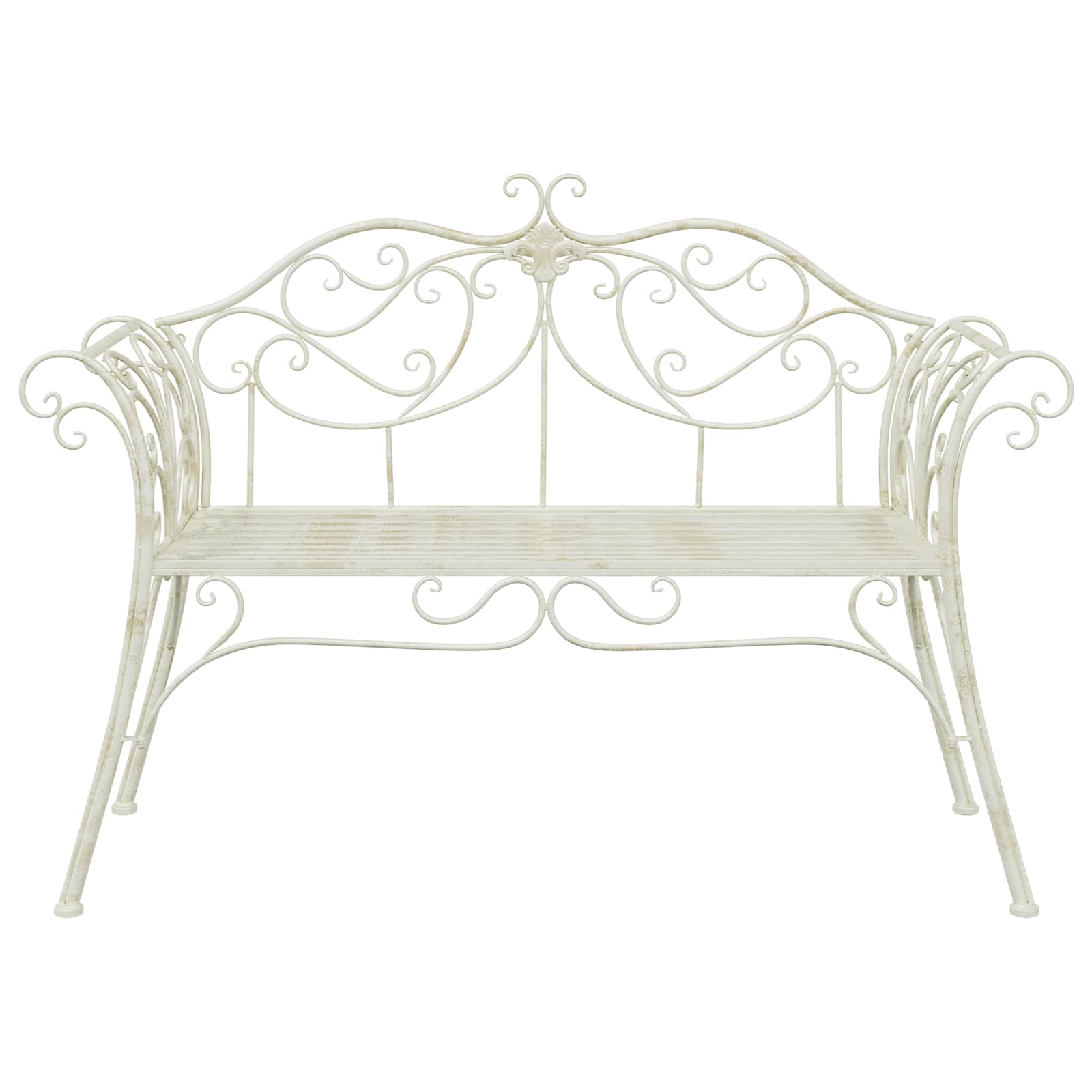 Tuinbank 2-Aantal zitplaatsen 130 x 47 x 90 cm Staal Antiek wit