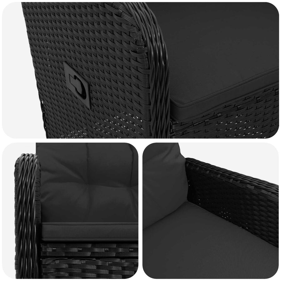 Verstelbare tuinstoel Zwart 57 x 63 x 94 cm poly rattan