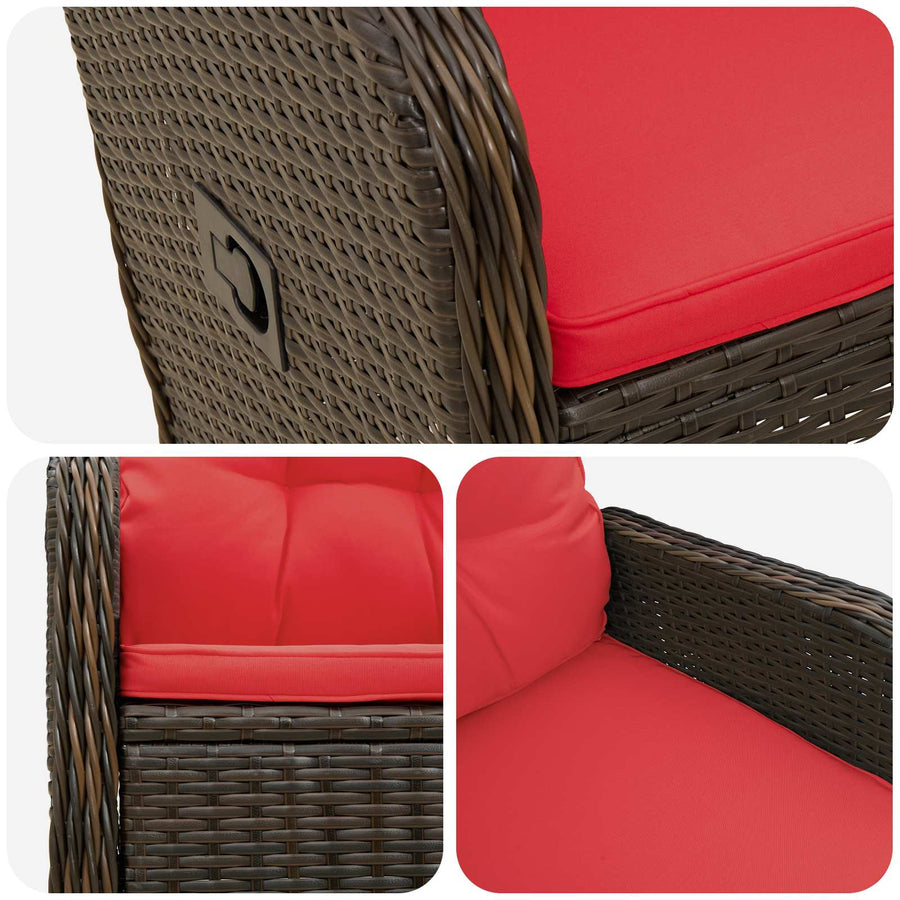 Verstelbare tuinstoel Bruin en Rood poly rattan