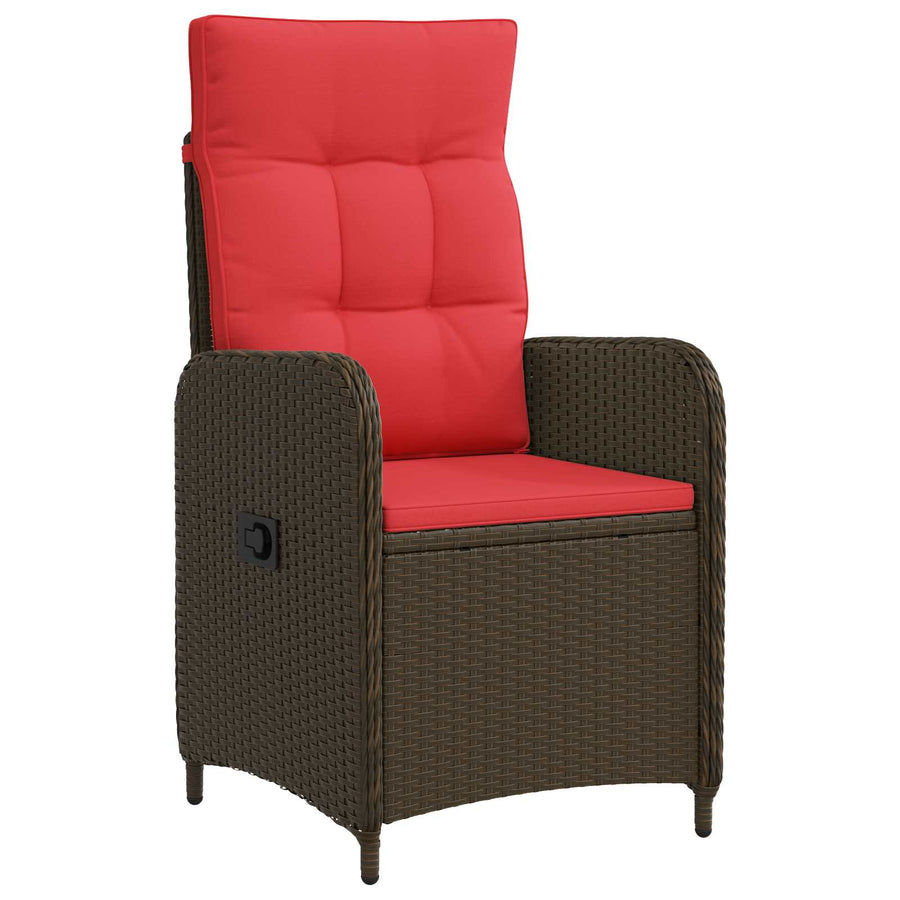Verstelbare tuinstoel Bruin en Rood poly rattan