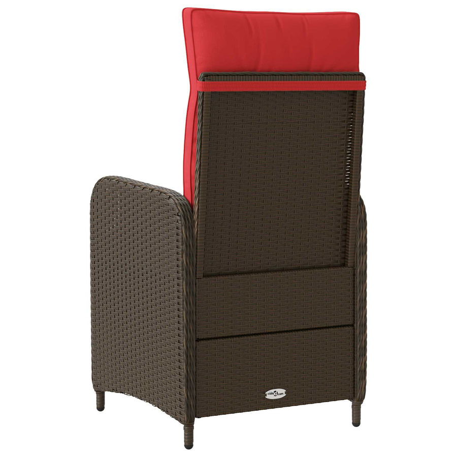 Verstelbare tuinstoel Bruin en Rood poly rattan