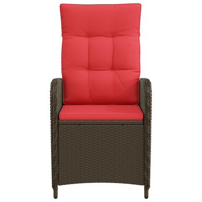 Verstelbare tuinstoel Bruin en Rood poly rattan