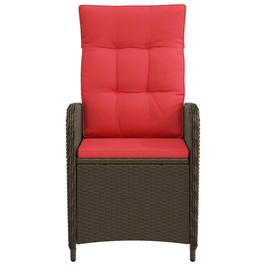 Verstelbare tuinstoel Bruin en Rood poly rattan
