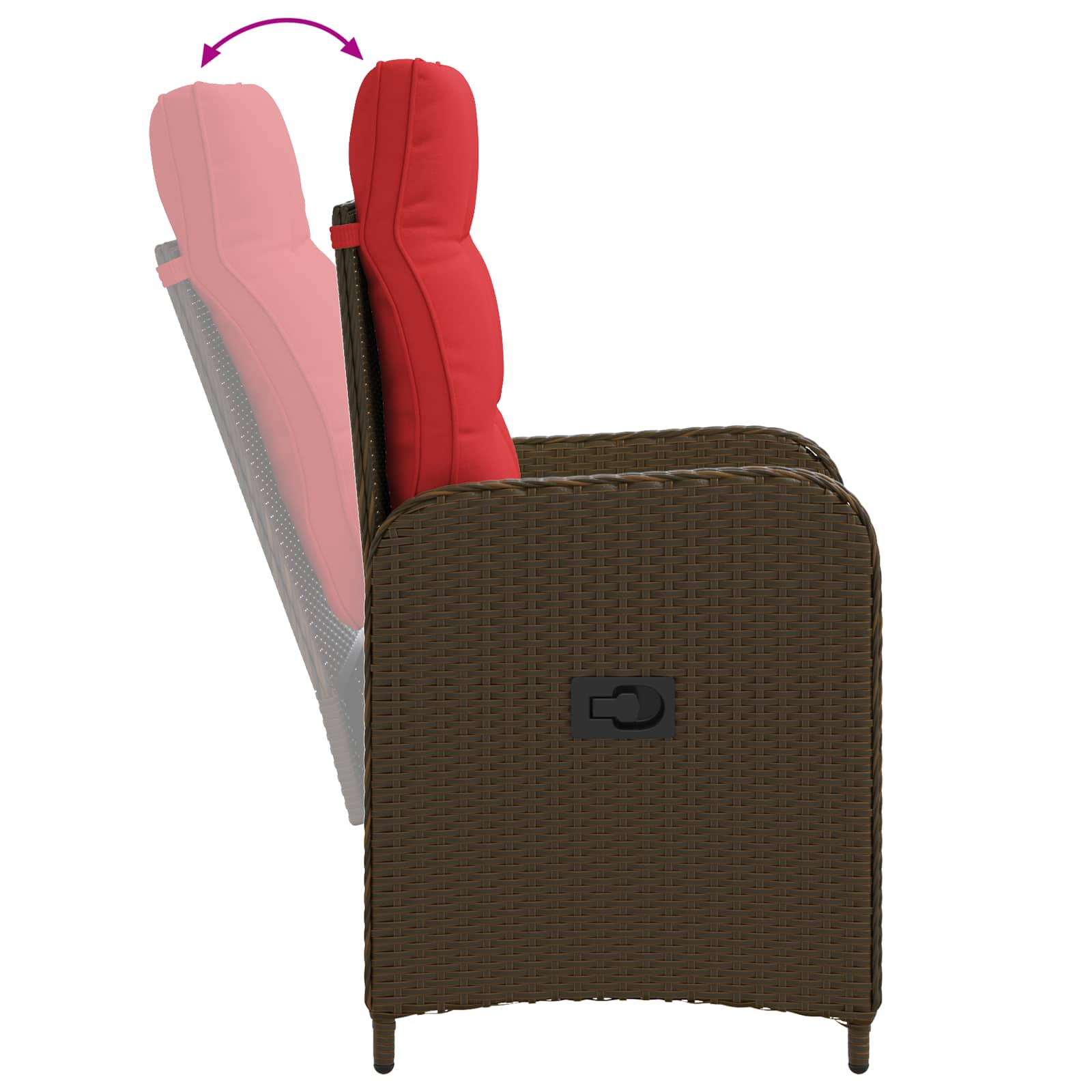 Verstelbare tuinstoel Bruin en Rood poly rattan
