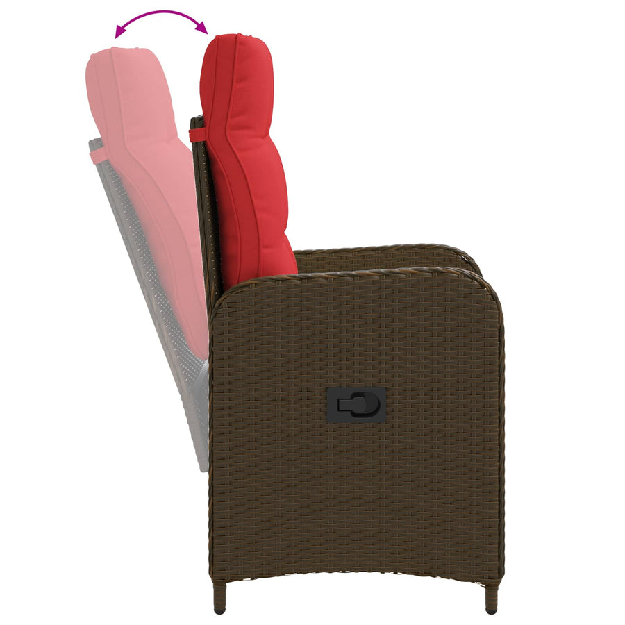 Verstelbare tuinstoel Bruin en Rood poly rattan