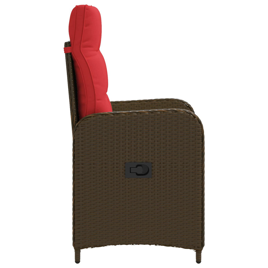Verstelbare tuinstoel Bruin en Rood poly rattan