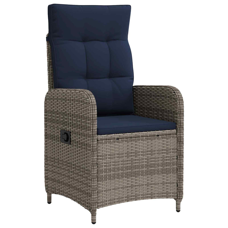 Verstelbare tuinstoel Grijs en Marineblauw poly rattan