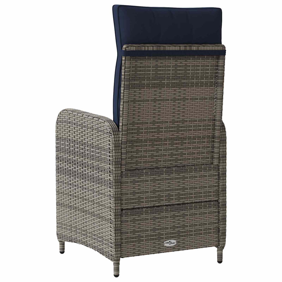 Verstelbare tuinstoel Grijs en Marineblauw poly rattan