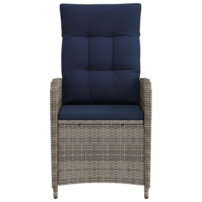 Verstelbare tuinstoel Grijs en Marineblauw poly rattan
