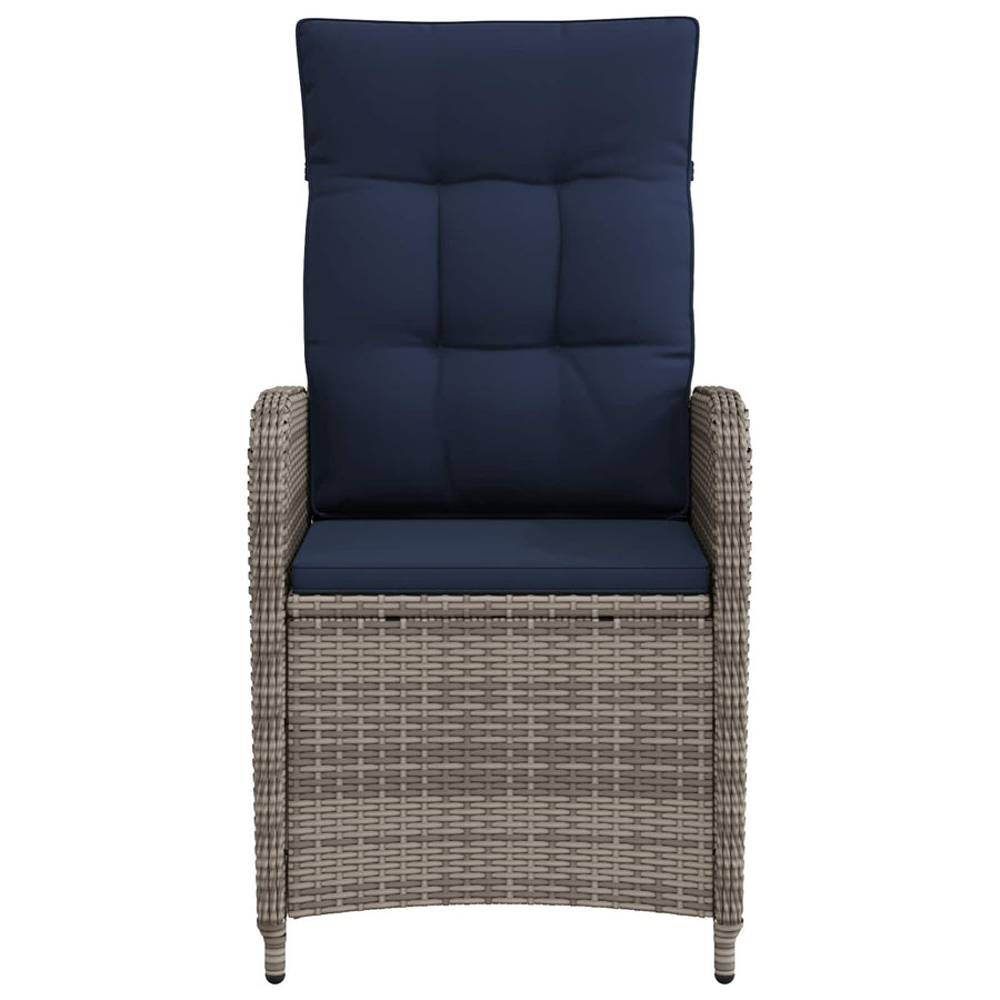Verstelbare tuinstoel Grijs en Marineblauw poly rattan