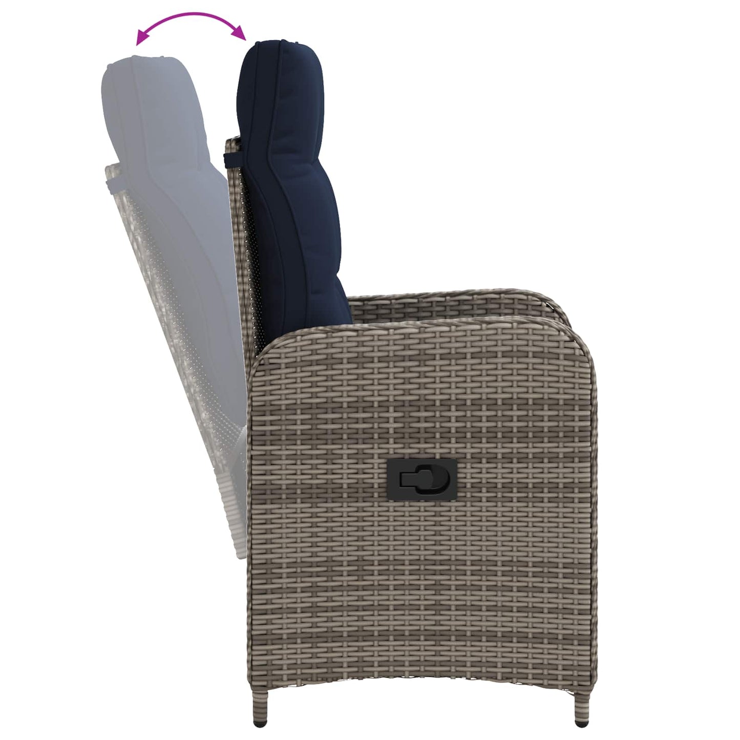 Verstelbare tuinstoel Grijs en Marineblauw poly rattan