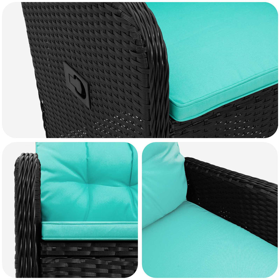 Verstelbare tuinstoel Zwart en Turquoise poly rattan