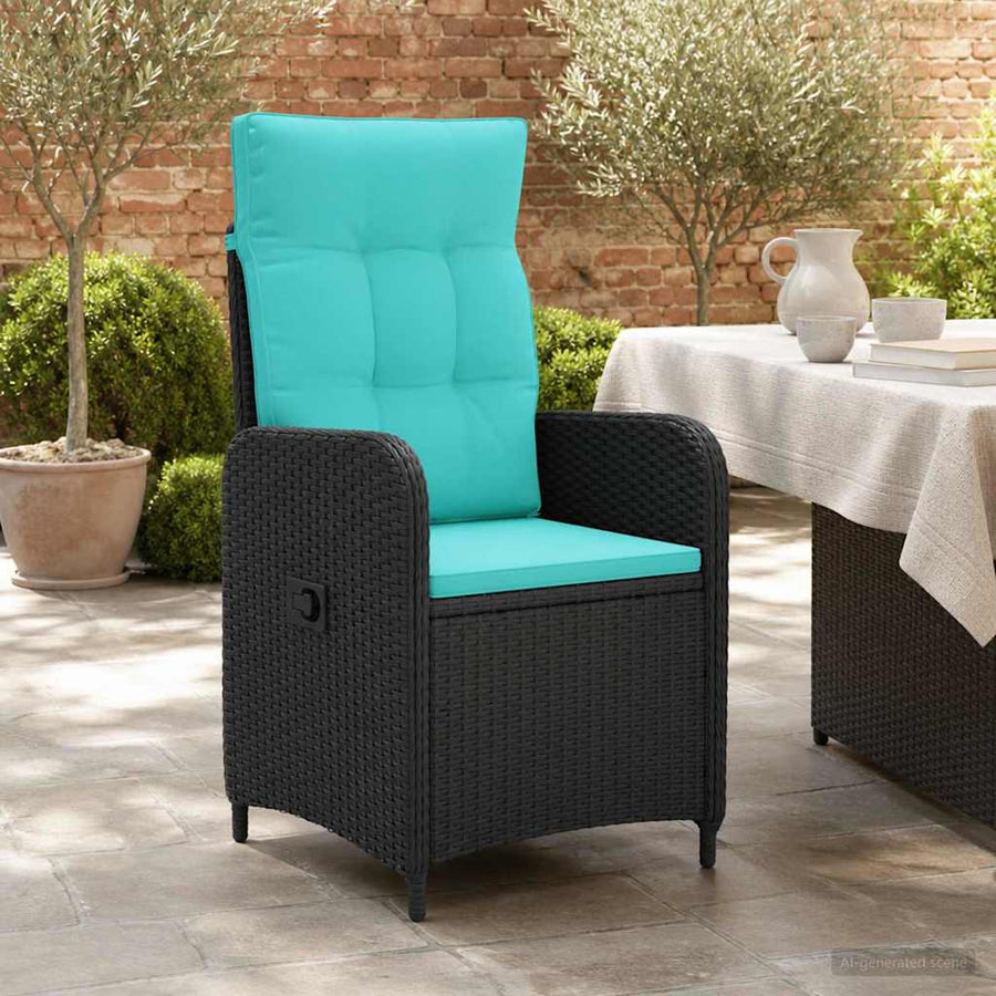 Verstelbare tuinstoel Zwart en Turquoise poly rattan